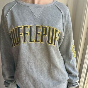 Warner Bros. Hufflepuff Gray and Yellow Crewneck Sweater